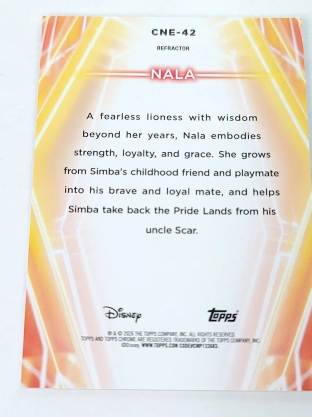 Nala Topps 2026 Disney Neon Holo Chrome Refractor Limited 103/199 CNE